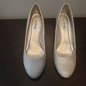 Call it Spring silver glitter heels